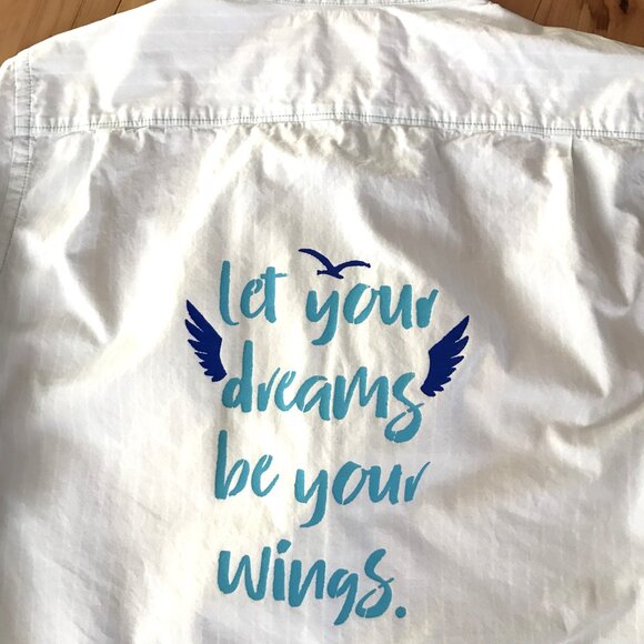 Upcycled Bleached Shirt, Women’s Plus Size: Inspirational Saying - Picture 9 of 9